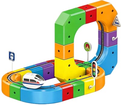 3D Treinbaan Bouwset – Modulaire Trein Rails USB Oplaadbaar – Educatief STEM Speelgoed – Fijne Motoriek – Montessori – Cadeau 3+ Jaar