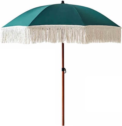 Strandparasol met franje - Buitenparasol UV-bescherming - Zonwering Terras - Waterdichte Polyester Luifel - 180 cm Diameter - Niet gespecificeerd
