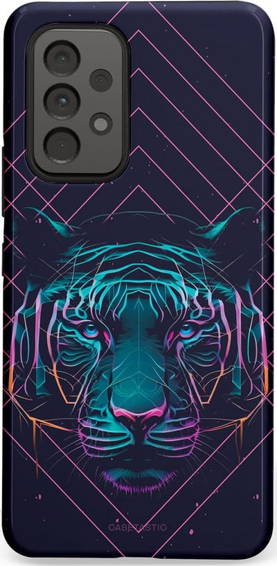 Casetastic hoesje geschikt voor Samsung Galaxy A53 (2022) 5G - Dubbellaagse bescherming - Neon Tijger - Fashion Case - Donkerblauw