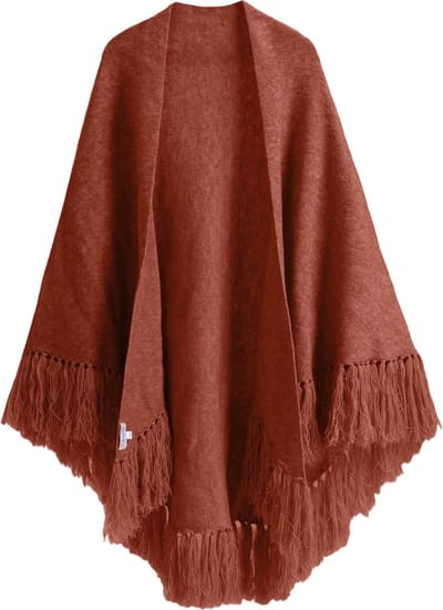 Emilie scarves - omslagdoek - knitwear cape met franjes - poncho Bruin