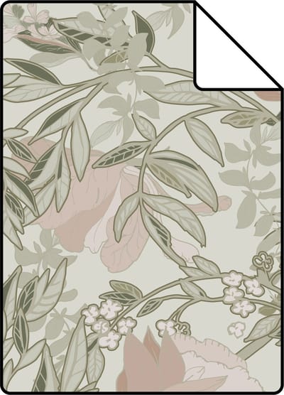 Proefstaal ESTAhome behang vintage bloemen in art nouveau stijl zand beige en oudroze - 26.5 x 21 cm - 139418-S