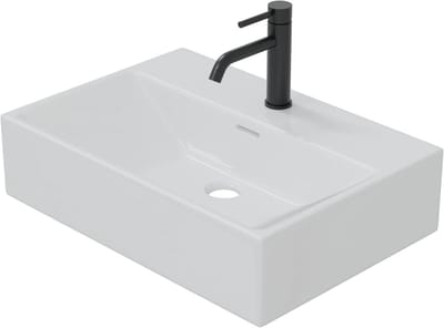 Keramische Wastafel - Wandwastafel Opzetwastafel - Badkamer Inrichten - Krasbestendig Glanzend Oppervlak - 515 x 360 x 130 mm - Wit