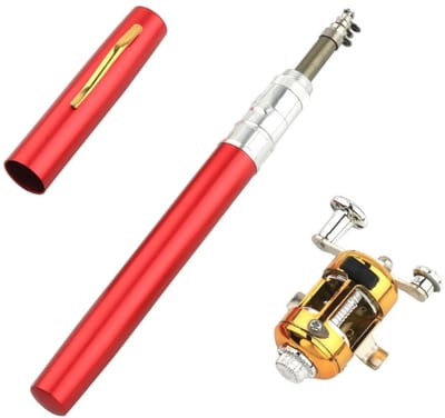 Dailygoods- Hengel Lichtgewicht - Telescopische Hengel - Verstelbaar Roterend Wiel - 1m Lengte - 21cm Ingetrokken - Aluminiumlegering/Glasvezel - Visstok