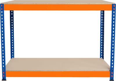 S-rax werkbank 2 planken - blauw/oranje - 120x45x90cm - max600kg