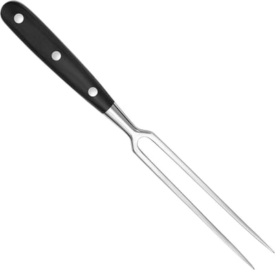 Robuuste RVS Snijvork met Zwart Houten Handvat - Perfect voor Kalkoen, Vlees, Barbecue en Grillen