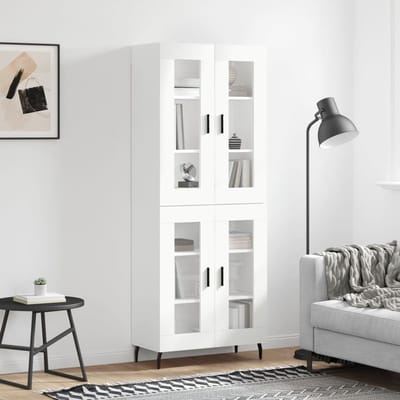 Vidaxl Witte Vitrinekast, Wit, 69,5X34X180 Cm, Materiaal Houtvezelplaat