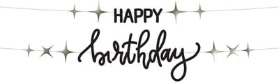 Folat - Crème noir letterslinger happy birthday - 1 meter