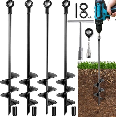 4x Zware Grondankers Schroef 45,5 cm - Verankeringsset voor Trampoline, Schommel, Tent en Schuur