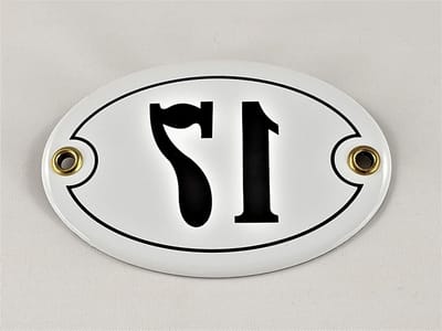 Huisnummerbord Emaille - Nummer 17 Ovaal - Huis Identificatie - Handwerk Gewelfd - 105 x 7 cm - Wit Zwart