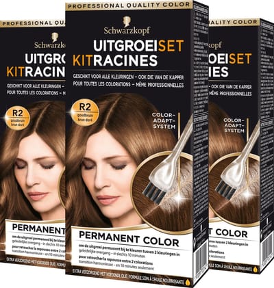 Schwarzkopf Uitgroeiset - Haarverf - Goudbruin Haarkleuring - Grijsdekking - Voordeelverpakking - 3 stuks