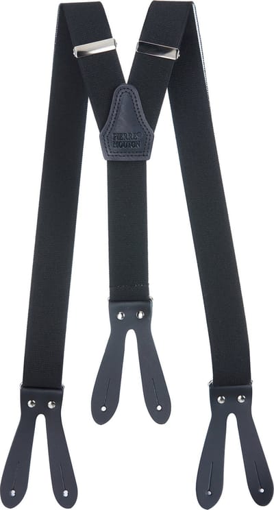 Pierre Mouton - Bretel - Volwassenen - Sterk met Leertjes - Zwart - 140cm - 35mm - XL - XXL