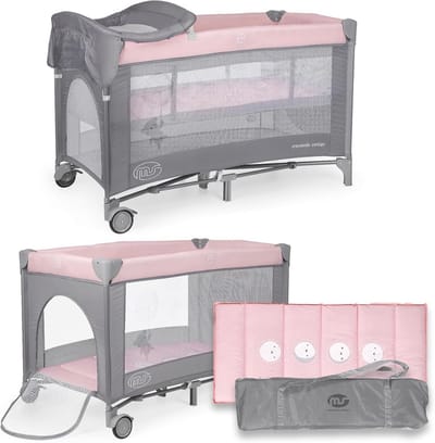 Reiswieg met Twee Hoogtes en Zijopening - Inklapbaar Kinderbed tot 15 kg - Met Matras en Verzorgingsmat