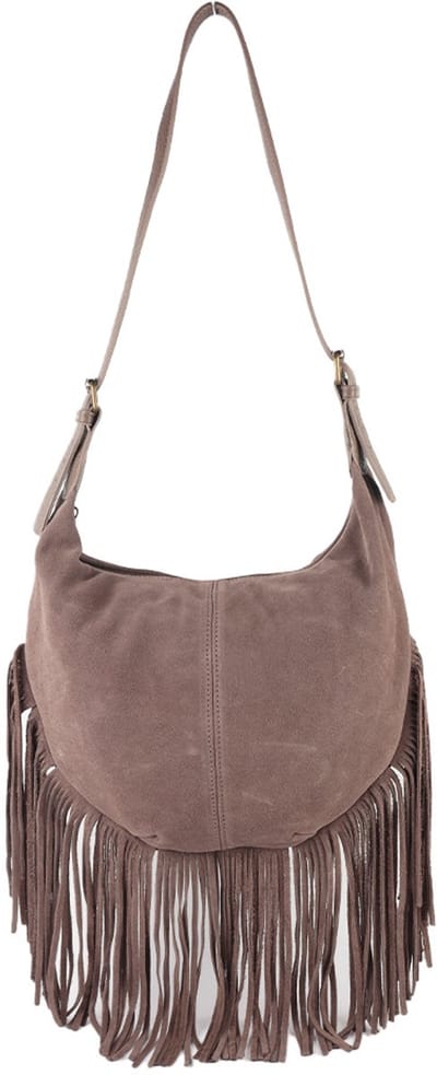 Giuliano lederen schodertas Libra - Suede - Made in Italy - Taupe