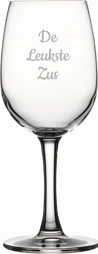 Gegraveerde witte wijnglas 26cl De Leukste Zus