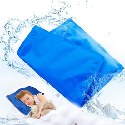 Famanu – Koelmat voor kussen, verlichting van koude verwondingen, herbruikbaar, perfect voor nachtelijk zweten, migraine en koorts, blauw