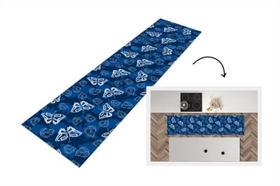 Keukenloper - Loper keuken - Vlinder - Insecten - Blauw - Wit - Design - 200x50 cm - Keukenloper vinyl