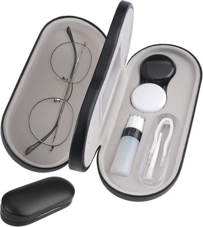 2-in-1 Dubbellaags Contactlens- en Brilcase met Spiegel en Tangen