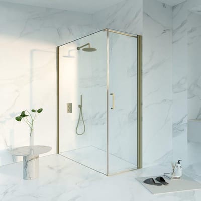 FugaFlow Eccelente Vetro Douchecabine - 60x160x200 - Profiel veiligheidsglas - anti kalk - Geborsteld Messing PVD (Goud)