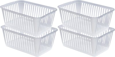 Whitefurze Opbergmand/kastmandjes - 4x - Kunststof - Transparant - 37 x 25 x 15 cm