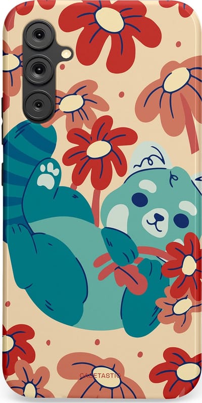 Casetastic Hoesje Geschikt voor Samsung A34 (5G) - Stijlvolle Beschermende Duo-layer Case - Rode panda knuffels
