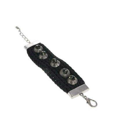 Behave - brede armband met zwarte kralen - casual avondstijl