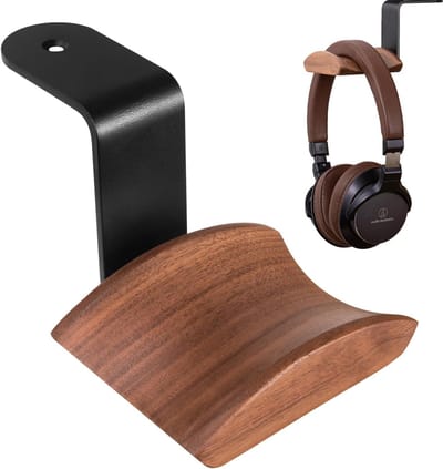 Thijox - Headsethouder Hoofdtelefoon Houder van Walnoothout en Metaal - Geschikt voor Alle Hoofdtelefoons - Gaming Accessoire voor PC en Werkplek