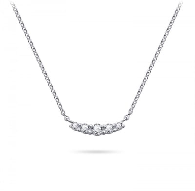 Gisser Jewels - Hanger incl. Collier - gezet met 5 Zirkonia Stenen - 3mm x 15mm - Lengte 42+5cm - Gerhodineerd Zilver 925 - N1087-42+5 - Sieraad - Dames