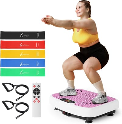 Trillingsplaat Oefenmachine - Vibratieplatform Fitness - Hele Lichaam Workout - 120 Snelheidsniveaus - 400 lbs Capaciteit - Roze