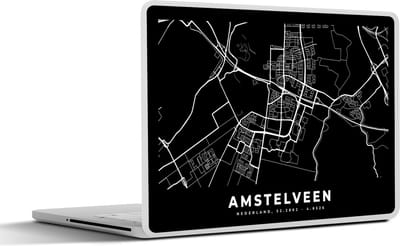 Laptop sticker - 12.3 inch - Kaart - Amstelveen - Zwart - 30x22cm - Laptopstickers - Laptop skin - Cover