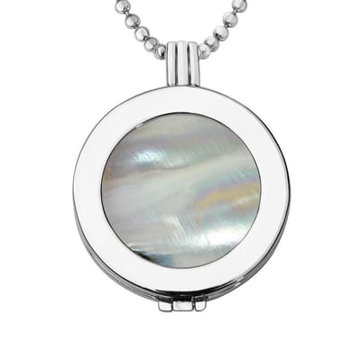 Munthouder met Ketting en Munt 33mm Schelp Multi Grijs - Zilverkleurig - ERHS757