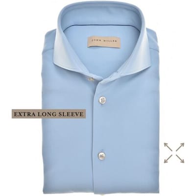 John Miller Overhemd Slim-Fit Hyperstretch Extra Long Sleeve Mouwlengte 7 Midden Blauw / male