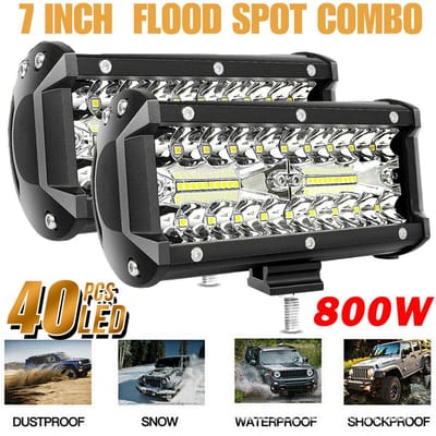 2 stuks Drie rijen 7 inch - 400W werklamp spotlicht balklamp - Auto off-road dak voorbumper schijnwerper