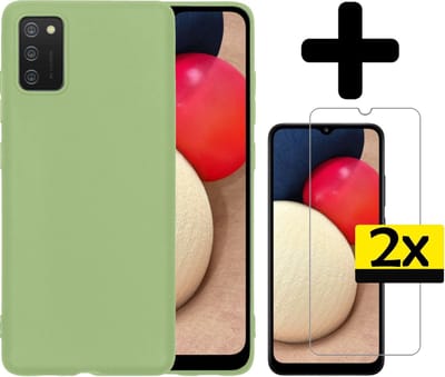 Hoesje - Met 2x Screenprotector - Geschikt voor Samsung Galaxy A02s - Sterk & Shockproof - Back Cover - Siliconen Case - Telefoon Hoes - Telefoonhoesjes - Groen
