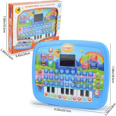 Kindereducatie Tablet Speelgoed Leeftijd 3+ Geletterdheid Wiskunde Muziek Leren Dubbeleert als Elektronisch Toetsenbord Verjaardag Kerstcadeau blauw