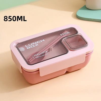 Draagbare Lunchbox Lunchtassen voor Kinderen School Kantoor Bento Box met Bestek Thermische Tas Complete Kit Magnetronbestendig Verwarmen gray
