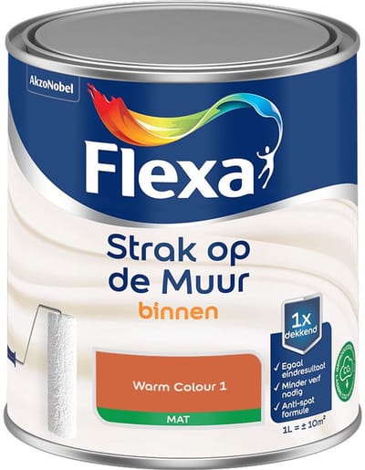 Flexa - Strak Op De Muur Binnen Mat - Warm Colour 1 - Mengverf - 1 L