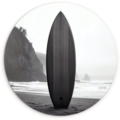 WallCircle® Wandcirkel 120x120 cm - Muurcirkel Surfplank - Zand - Zee - Muurdecoratie woonkamer - Wanddecoratie slaapkamer - Kamer decoratie accessoires - Ronde schilderijen XXL