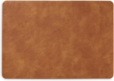 Zeller placemats lederlook - 45 x 30 cm - cognac bruin - vegan leer - tafel onderleggers