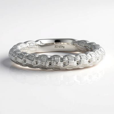 Cavill - Zilveren Ring - 925 Sterling Zilver Geplatineerd - Gevlochten Tijdloos Patroon - Elegante Damesring - 26x26 mm - 7 74 g
