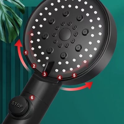 Waledano® Douchekophouder - Waterbesparend - Hoge Druk - Handdouche - Chroom - 5 Massagestanden - Hogedrukdouchekop - Douchekop - Filterhanddouchekop Met Stopknop- 1 Stuk