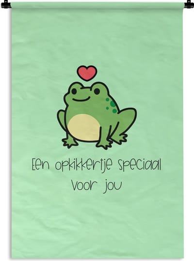 Wandkleed - Wanddoek - Beterschap - Quotes - Kikker - Opkikker - 120x180 cm - Wandtapijt