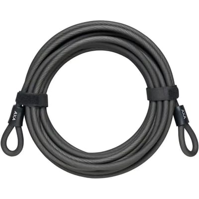 AXA Double Loop 10 m Kabel – 10 mm – Beveiligingskabel met Dubbele Lus – Voor Fietsen en Accessoires – Kunststof Beschermhoes – Zwart