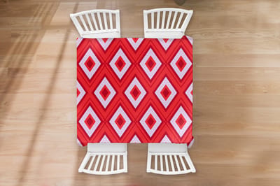 Kerst Tafelkleed - Kerstmis Decoratie - Tafellaken - Kerst - Patronen - Ruit - Rood - 100x100 cm - Kerstmis Versiering - Tafeldecoratie Kerstmis - Kerstdecoratie tafel - Tafelversiering