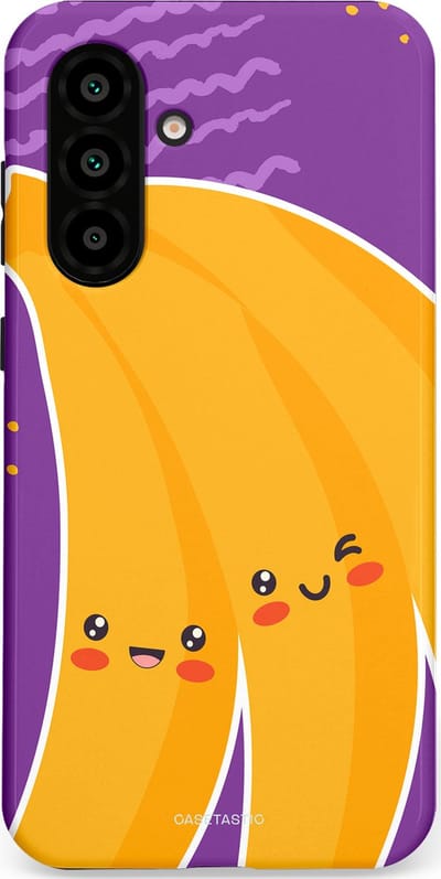 Casetastic hoesje geschikt voor Samsung Galaxy A36 / Samsung Galaxy A56 - Dubbellaagse bescherming - Blije Banaan - Fashion Case - Lavendel Geel