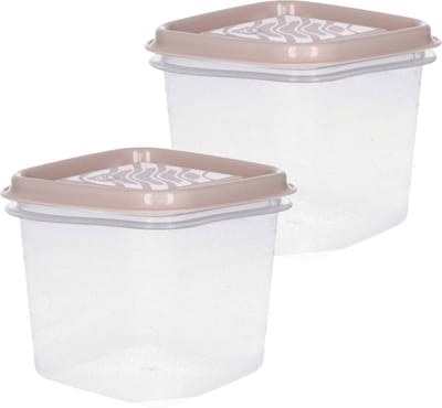 Hega Hogar Vershoudbakjes - set 2x stuks - 0.7 liter - transparant/beige - L11 x B11 x H12 cm - Mealprep - Maaltijden bewaren
