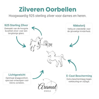 Aramat Jewels | Oorbellen | Zilveren Eenhoorn Oorbellen - Tijdloos Cadeau Meisje | | | |10mm | Zilver | Kinderen | Verkleurd niet