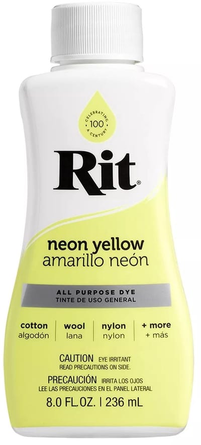 Rit textielverf neon geel - universele vloeibare kleurstof 236ml.