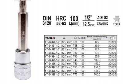 Yato Torx Dopsleutel 1/2" t27 100mm