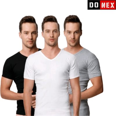 3 Pack DONEX® T-Shirt - V hals - 100% Katoen - Mix - Maat L