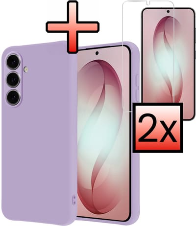 Hoesje - Met 2x Screenprotector - Geschikt voor Samsung Galaxy S26 Plus - Sterk & Shockproof - Back Cover - Siliconen Case - Telefoon Hoes - Lila